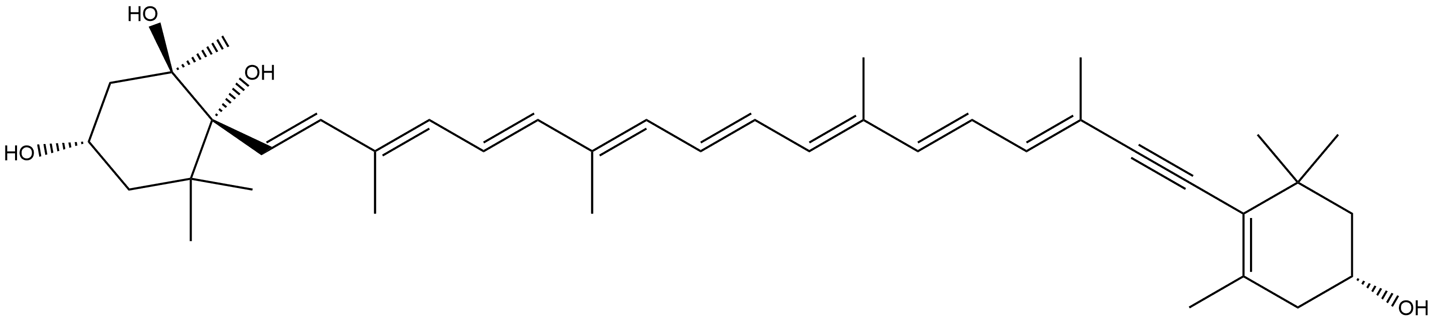 β,β-Carotene, 7',8'-didehydro-5,6-dihydro-3,3',5,6-tetrahydroxy-, (3S,3'R,5R,6R)- Structure