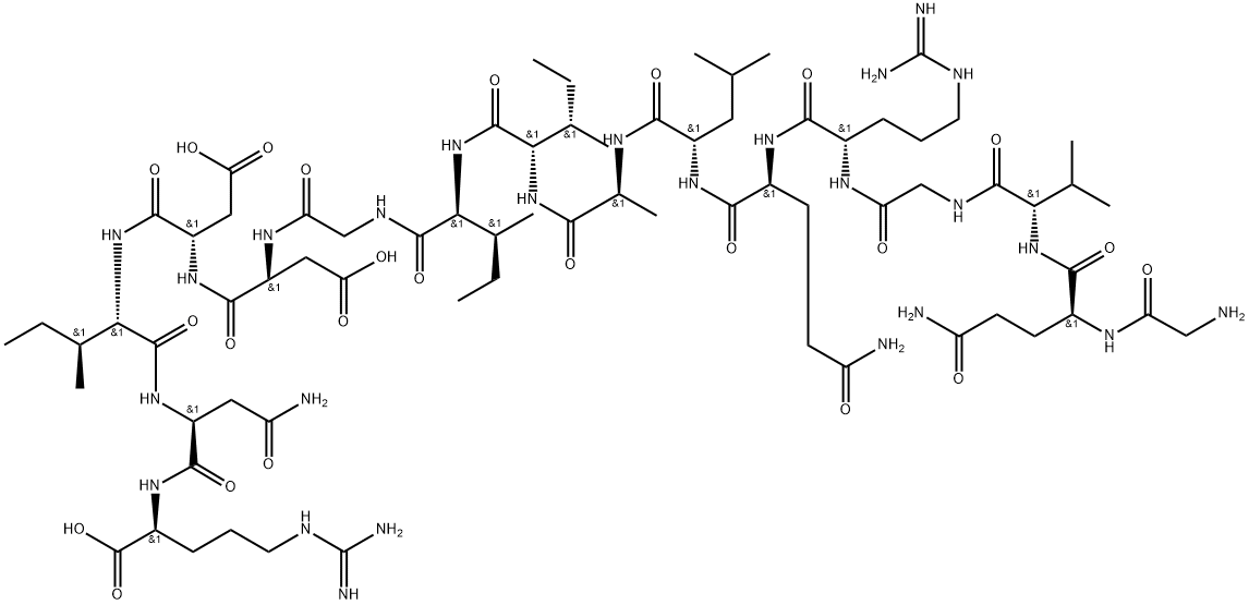 L-Arginine, glycyl-L-glutaminyl-L-valylglycyl-L-arginyl-L-glutaminyl-L-leucyl-L-alanyl-L-isoleucyl-L-isoleucylglycyl-L-α-aspartyl-L-α-aspartyl-L-isoleucyl-L-asparaginyl- Structure