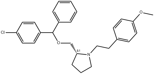 Pyrrolidine, 2-[[(4-chlorophenyl)phenylmethoxy]methyl]-1-[2-(4-methoxyphenyl)ethyl]-, (2R)- Structure