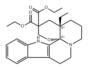 (+)-14-diethoxycarbonyl-1α-ethyl-1,2,3,4,5,6,12,12b-octahydro-indolo-[2,3-a]-tetrahydro-pyranyl-[2,3-c]-quinolizine Structure