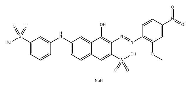 2-Naphthalenesulfonic acid, 4-hydroxy-3-[2-(2-methoxy-4-nitrophenyl)diazenyl]-6-[(3-sulfophenyl)amino]-, sodium salt (1:2) Structure