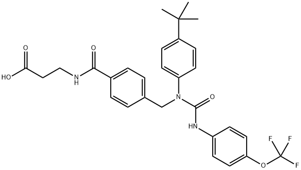 β-Alanine, N-[4-[[[4-(1,1-dimethylethyl)phenyl][[[4-(trifluoromethoxy)phenyl]amino]carbonyl]amino]methyl]benzoyl]- Structure