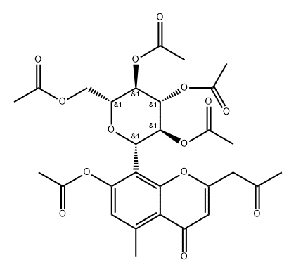 7-Acetoxy-5-methyl-2-(2-oxopropyl)-8-(2-O,3-O,4-O,6-O-tetraacetyl-β-D-glucopyranosyl)-4H-1-benzopyran-4-one 구조식 이미지