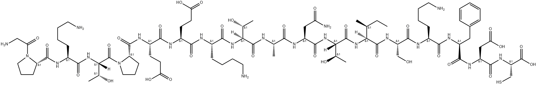 L-Cysteine, glycyl-L-prolyl-L-lysyl-L-threonyl-L-prolyl-L-α-glutamyl-L-α-glutamyl-L-lysyl-L-threonyl-L-alanyl-L-asparaginyl-L-threonyl-L-isoleucyl-L-seryl-L-lysyl-L-phenylalanyl-L-α-aspartyl- Structure