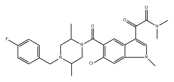 2-[6-Chloro-5-[4-[(4-fluorophenyl)methyl]-2,5-dimethylpiperazine-1-carbonyl]-1-methylindol-3-yl]-N,N-dimethyl-2-oxoacetamide Structure