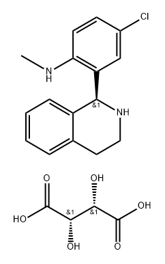 (-)-1-(클로로-메틸아미노-페닐)-1,2,3,4-테트라-H-이소퀴놀린(-)-타르타르산,98 구조식 이미지