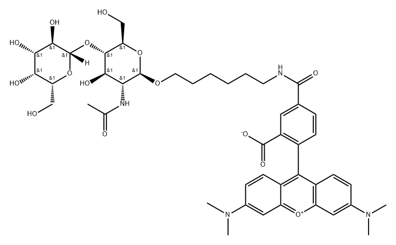 Xanthylium, 9-4-6-2-(acetylamino)-2-deoxy-4-O-.beta.-D-galactopyranosyl-.beta.-D-glucopyranosyloxyhexylaminocarbonyl-2-carboxyphenyl-3,6-bis(dimethylamino)-, inner salt Structure