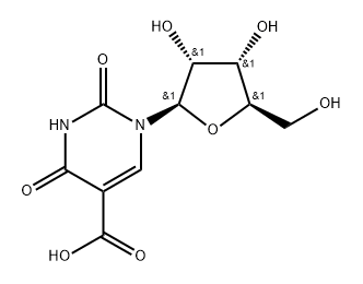 5-Pyrimidinecarboxylic acid, 1,2,3,4-tetrahydro-2,4-dioxo-1-β-D-ribofuranosyl- 구조식 이미지