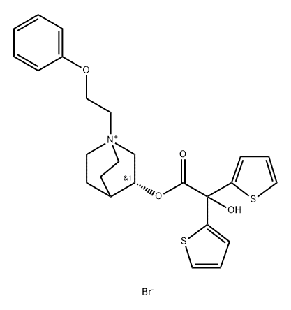 (R)-3-(2-hydroxy-2,2-di(thiophen-2-yl)acetoxy)-1-(2-phenoxyethyl)quinuclidin-1-ium bromide Structure