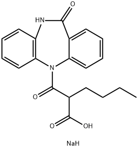 α-부틸-10,11-디하이드로-β,11-디옥소-5H-디벤조[b,e][1,4]디아제핀-5-프로피온산나트륨염 구조식 이미지