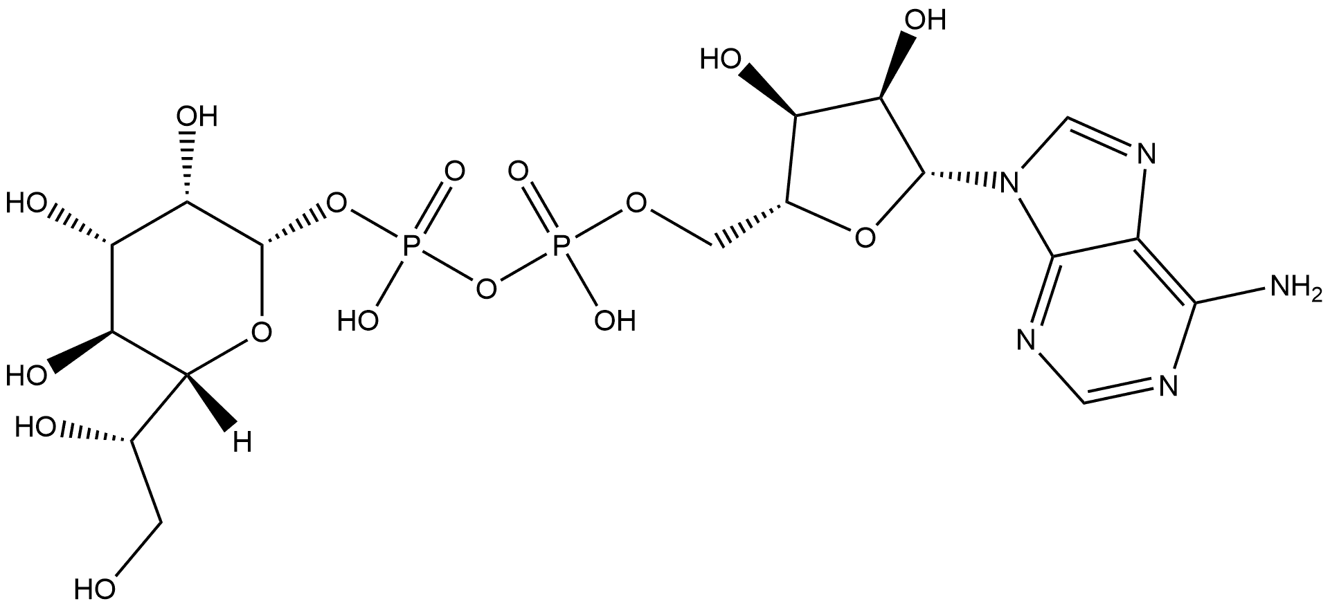 Adenosine 5'-(trihydrogen diphosphate), P'-L-glycero-β-D-manno-heptopyranosyl ester Structure