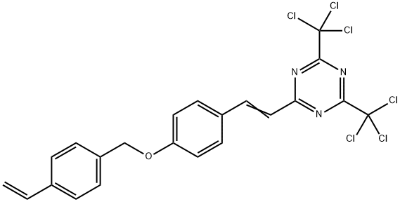 2-[2-[4-[(4-ethenylphenyl)methoxy]phenyl]ethenyl]-4,6-bis(trichloromethyl)- 1,3,5-triazine Structure