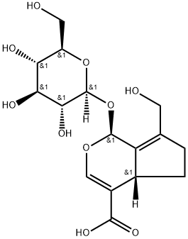 Cyclopenta[c]pyran-4-carboxylic acid, 1-(β-D-glucopyranosyloxy)-1,4a,5,6-tetrahydro-7-(hydroxymethyl)-, (1S,4aS)- 구조식 이미지