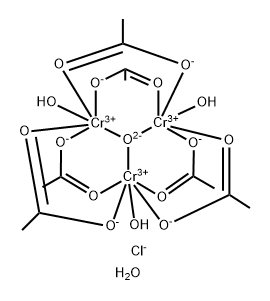 Chromium(1+), hexakis[μ-(acetato-κO:κO')]triaqua-μ3-oxotri-, chloride, hydrate (1:1:6) 구조식 이미지