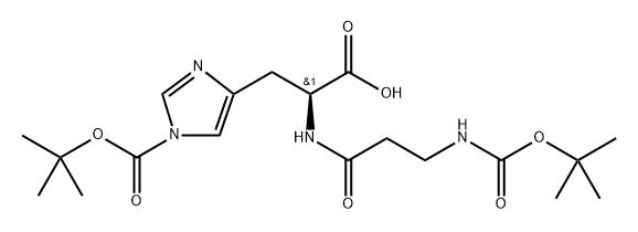 (S)-3-(1-(tert-butoxycarboyl)-1H-imidazol-4-yl)-2-(3-((tert-butoxycarbonyl)amino)propanamido)propanoic acid Structure