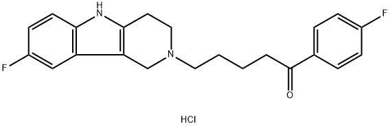 1-Pentanone, 1-(4-fluorophenyl)-5-(8-fluoro-1,3,4,5-tetrahydro-2H-pyrido[4,3-b]indol-2-yl)-, hydrochloride (1:1) 구조식 이미지