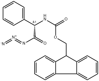 Carbamic acid, N-[(1S)-2-azido-2-oxo-1-phenylethyl]-, 9H-fluoren-9-ylmethyl ester Structure