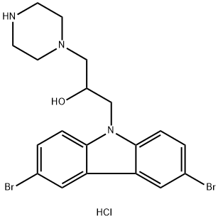 3,6-Dibromo-α-(1-piperazinylmethyl)-9H-carbazole-9-ethanol dihydrochloride 구조식 이미지