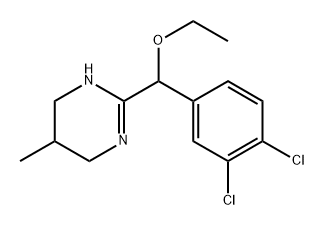 3,4,5,6-테트라하이드로-2-(3,4-디클로로-α-에톡시벤질)-5-메틸피리미딘 구조식 이미지