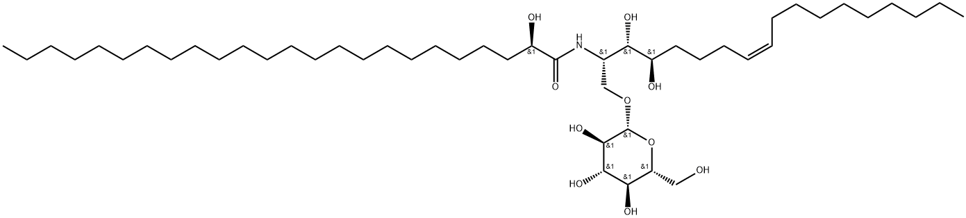 Tetracosanamide, N-[(1S,2S,3R,7Z)-1-[(β-D-glucopyranosyloxy)methyl]-2,3-dihydroxy-7-heptadecen-1-yl]-2-hydroxy-, (2R)- 구조식 이미지