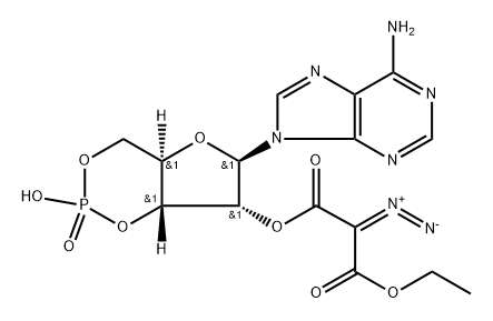 Adenosine, cyclic 3',5'-(hydrogen phosphate) 2'-(ethyl diazopropanedioate) (9CI) Structure