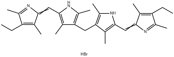 1H-Pyrrole, 3,3'-methylenebis[5-[(4-ethyl-3,5-dimethyl-2H-pyrrol-2-ylidene)methyl]-2,4-dimethyl-, hydrobromide (1:2) Structure