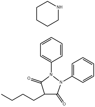 3,5-Pyrazolidinedione, 4-butyl-1,2-diphenyl-, compd. with piperidine (1:1) 구조식 이미지