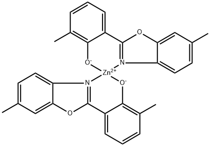 Zinc, bis[2-methyl-6-(6-methyl-2-benzoxazolyl-κN3)phenolato-κO]-, (T-4)- (9CI) 구조식 이미지