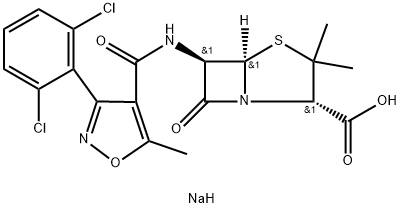 sodium [2S-(2alpha,5alpha,6beta)]-6-[[[3-(2,6-dichlorophenyl)-5-methylisoxazol-4-yl]carbonyl]amino]-3,3-dimethyl-7-oxo-4-thia-1-azabicyclo[3.2.0]heptane-2-carboxylate     [3.2.0] 구조식 이미지