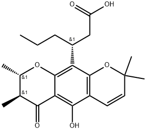 (7S,βR)-7,8-Dihydro-5-hydroxy-2,2,7β,8α-tetramethyl-6-oxo-β-propyl-2H,6H-benzo[1,2-b:5,4-b']dipyran-10-propanoic acid 구조식 이미지