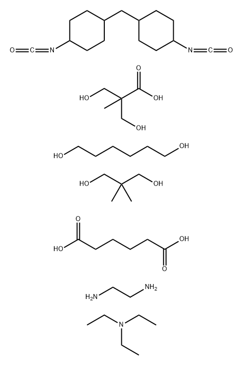 Hexanedioicacid,polymerwith2,2-dimethyl-1,3-propanediol,1,2-ethanediamine,1,6-hexanediol,3-hydroxy-2-(hydroxymethyl)-2-methylpropanoicacidand1,1'-methylenebis[4-isocyanatocyclohexane],compd.withN,N-diethylethanamine Structure