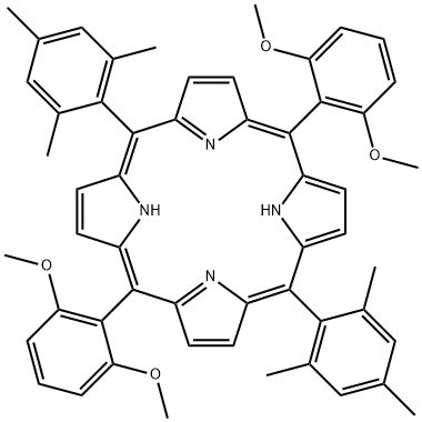 5,15-Bis(2,6-dimethoxyphenyl)-10,20-bis(2,4,6-trimethylphenyl)-21H,23H-porphine Structure