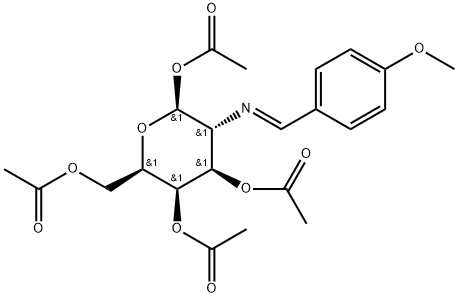 β-D-Galactopyranose, 2-deoxy-2-[[(4-methoxyphenyl)methylene]amino]-, 1,3,4,6-tetraacetate Structure