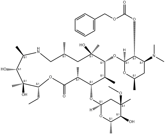 5’-Desmethylpropylamine Tulathromycin Benzyl Carbonate 구조식 이미지