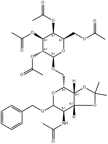 2-(Acetylamino)-2-deoxy-3,4-O-isopropylidene-6-O-(2,3,4,6-tetra-O-acetyl-β-D-galactopyranosyl)-D-galactopyranoside Benzyl Ether 구조식 이미지