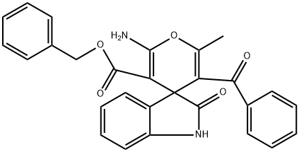 2'-methoxyethyl 2'-amino-5'-benzoyl-1,3-dihydro-6'-methyl-2-oxospiro[2H-indole-3,4'-(4'H)-pyran]-3'-carboxylate 구조식 이미지