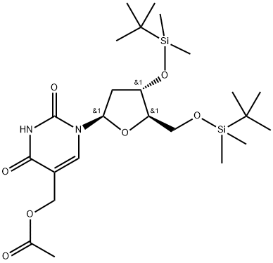 Thymidine, α-(acetyloxy)-3',5'-bis-O-[(1,1-dimethylethyl)dimethylsilyl]- Structure