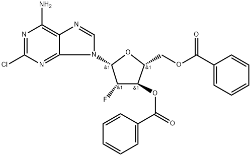 2-Chloro-9-(2-deoxy-2-fluoro-3,5-di-O-benzoyl-β-D-arabinofuranosyl)-9H-purin-6-aMine 구조식 이미지