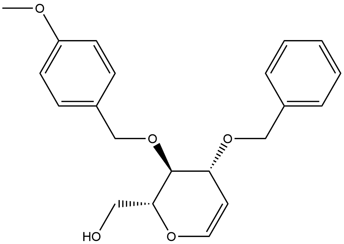 D-arabino-Hex-1-enitol, 1,5-anhydro-2-deoxy-4-O-[(4-methoxyphenyl)methyl]-3-O-(phenylmethyl)- Structure