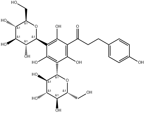 1-Propanone, 1-(3,5-di-β-D-glucopyranosyl-2,4,6-trihydroxyphenyl)-3-(4-hydroxyphenyl)- 구조식 이미지