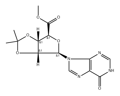 methyl (3aS,4S,6R,6aR)-6-(6-hydroxy-9H-purin-9-yl)-2,2-dimethyltetrahydrofuro[3,4-d][1,3]dioxole-4-carboxylate Structure