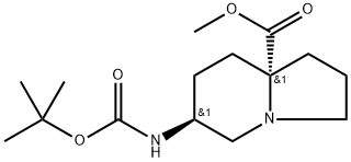 (6S,8aR)-Methyl 6-((tert-butoxycarbonyl)amino)octahydroindolizine-8a-carboxylate Structure