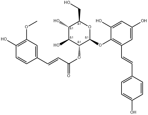 2,3,5,4'-tetrahydroxystilbene-2-O-(2''-O-feruloyl)-β-D-gluco
pyranoside Structure