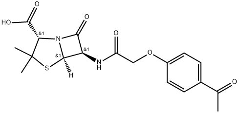 4-Thia-1-azabicyclo[3.2.0]heptane-2-carboxylic acid, 6-[[(4-acetylphenoxy)acetyl]amino]-3,3-dimethyl-7-oxo-, [2S-(2α,5α,6β)]- (9CI) Structure