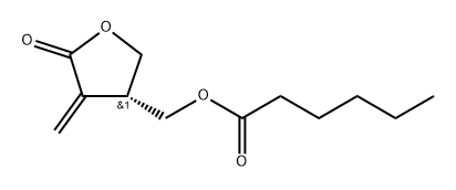 Hexanoic acid, (tetrahydro-4-methylene-5-oxo-3-furanyl)methyl ester, (+)- Structure