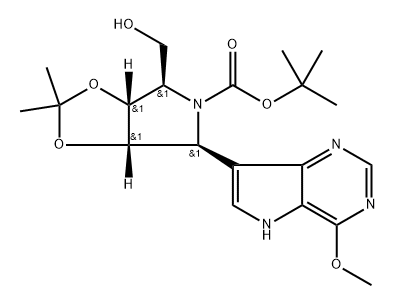 5H-1,3-Dioxolo[4,5-c]pyrrole-5-carboxylic acid, tetrahydro-4-(hydroxymethyl)-6-(4-methoxy-5H-pyrrolo[3,2-d]pyrimidin-7-yl)-2,2-dimethyl-, 1,1-dimethylethyl ester, (3aR,4R,6S,6aS)- Structure