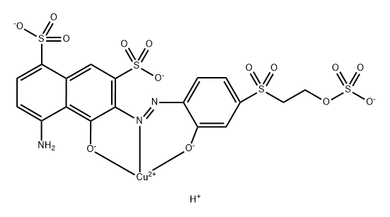 trihydrogen [4-amino-5-hydroxy-6-[[2-hydroxy-4-[[2-(sulphooxy)ethyl]sulphonyl]phenyl]azo]naphthalene-1,7-disulphonato(5-)]cuprate(3-) Structure