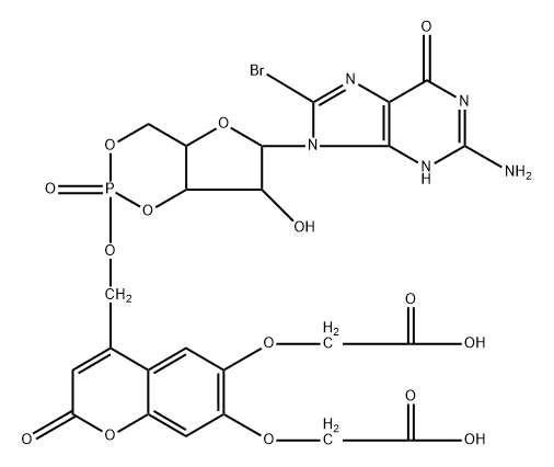 BCMCM-caged 8-Br-cGMP Structure