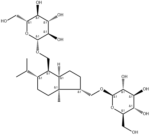 β-D-Glucopyranoside, [(1S,3aR,4R,5R,7aS)-octahydro-7a-methyl-5-(1-methylethyl)-1H-indene-1,4-diyl]bis(methylene) bis- Structure