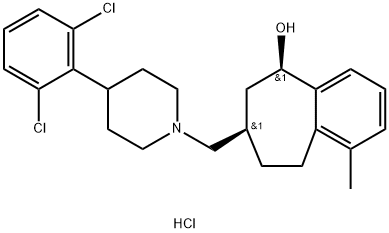 (5R,7R)-rel-7-[[4-(2,6-Dichlorophenyl)-1-piperidinyl]methyl]-6,7,8,9-tetrahydro-1-methyl-5H-benzocyclohepten-5-ol hydrochloride 구조식 이미지